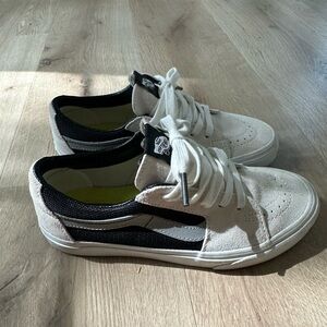 Vans White and Black Women's Suede Sneakers